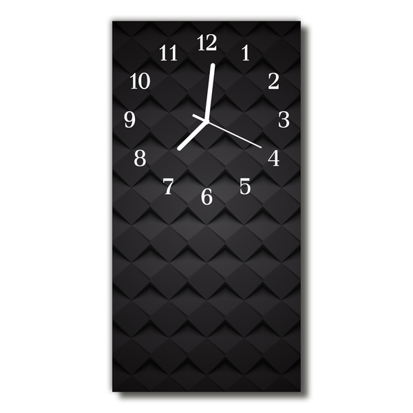 Vertikalus Stiklinis Laikrodis Šiuolaikinė 3d juoda mozaika