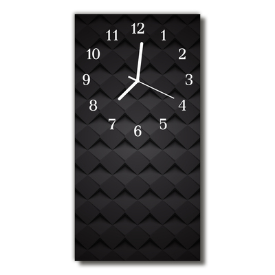 Vertikalus Stiklinis Laikrodis Šiuolaikinė 3d juoda mozaika