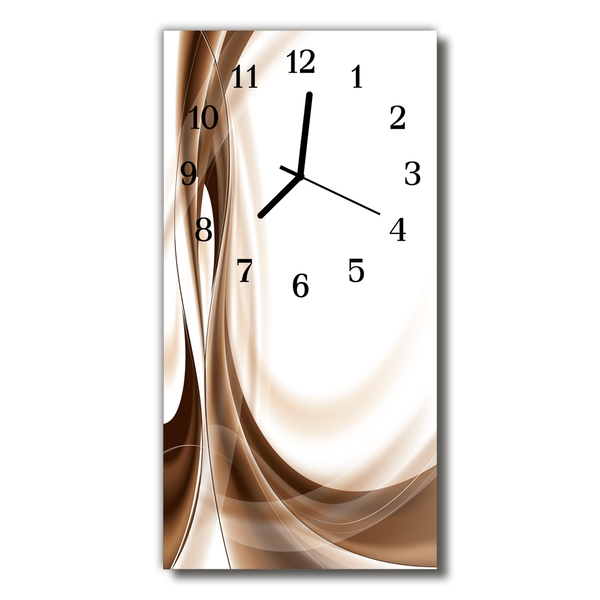 Vertikalus Stiklinis Laikrodis Dailės grafika smėlio spalvos linijos