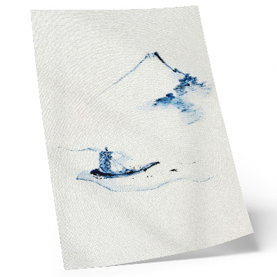 Plakatas Hokusai „Vyras mažoje valtyje upėje su Fudžio kalnu fone“ (1830–1850)