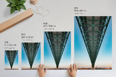 Sieninis plakatas Santvarinio tilto konstrukcijos simetrija ir modernumas