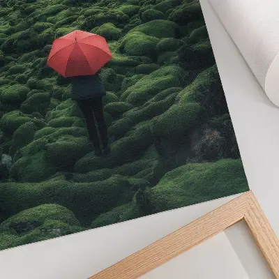 Plakatas dominuojanti žaluma, ramybė, paslaptinga aura ir kontrastas
