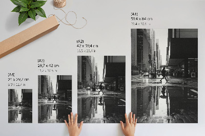 Plakatas svetainei Moderni miesto grafika juodai baltas lietus