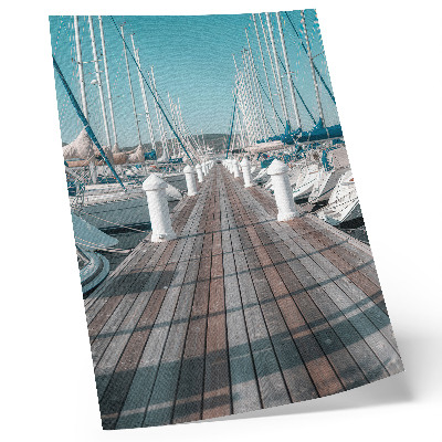 Dekoratyvinis plakatas Marina jachtos molas mėlynas dangus simetrija