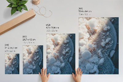 Sieninis plakatas Baltos ir mėlynos spalvos ledo kristalai žiemos atmosferai