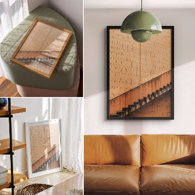 Plakatas Harmoningos smėlio ir rudos spalvos geometrinės linijos