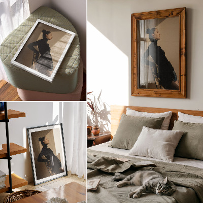 Plakatas Tamsus moters siluetas, šviesos spindulys, ramybė