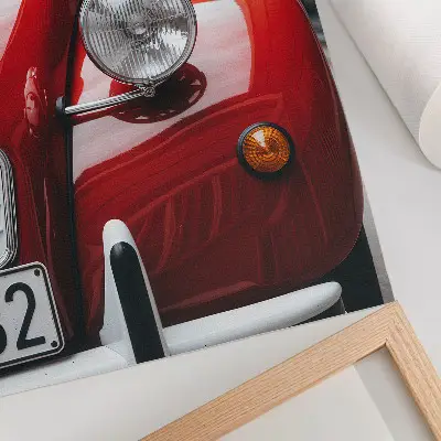 Sieninis plakatas klasikinis automobilis su išraiškingomis detalėmis ir retro atmosfera