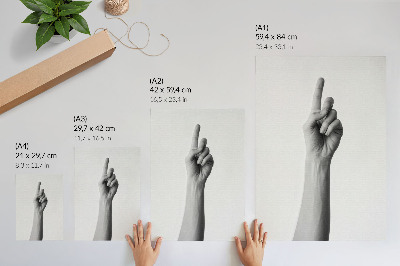 Dekoratyvinis plakatas Monochrominė ranka tuščiame fone