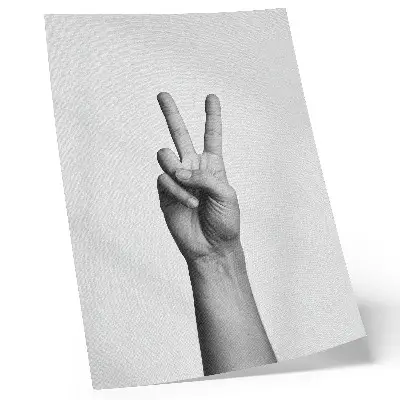 Sieninis plakatas juodai baltas taikos gestas minimalistiniu elegantišku stiliumi