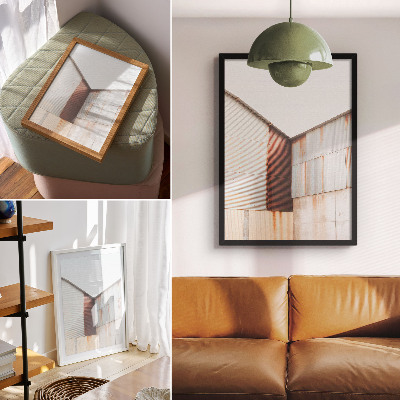 Plakatas Metalinės ir rūdžių geometrinės plokštės