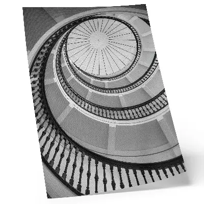 Plakatas modernūs ir elegantiški juodai balti spiraliniai laiptai