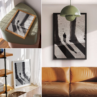 Plakatas svetainei Minimalistinės architektūros kolonų šešėliai