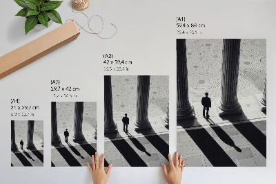 Plakatas svetainei Minimalistinės architektūros kolonų šešėliai