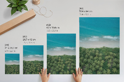 Sieninis plakatas Paplūdimio turkio bangos, palmės, harmonija, ramybė