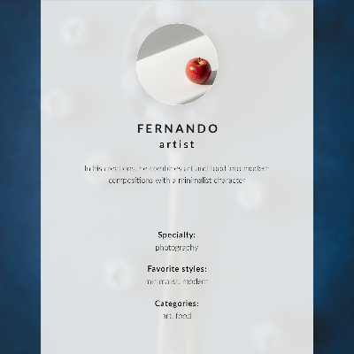 Sieninis plakatas Mėlynės ant šaukšto mėlyname fone, elegancija