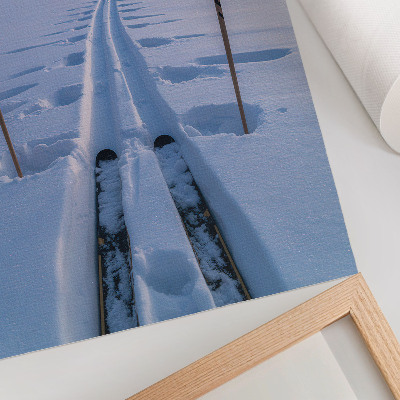 Plakatas Balto sniego dangaus kalnų siluetas