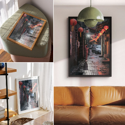 Plakatas svetainei Miesto gatvių žibintai vakaro atmosferoje