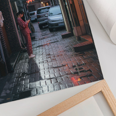 Plakatas svetainei Miesto gatvių žibintai vakaro atmosferoje