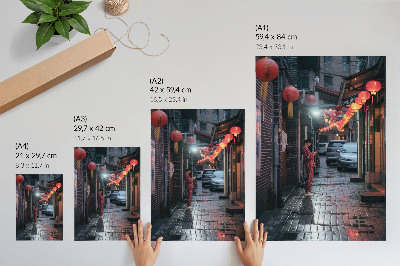 Plakatas svetainei Miesto gatvių žibintai vakaro atmosferoje