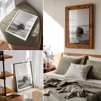 Plakatas svetainei juodai baltos estetikos minimalistinio stiliaus elegantiškas dizainas