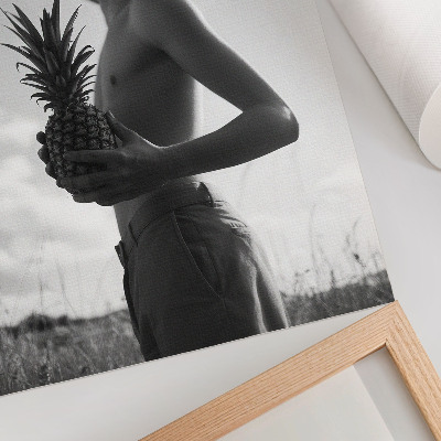 Plakatas Monochrominė figūrinė skrybėlė ananasų laukas