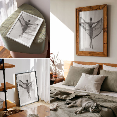 Plakatas Juodai baltas šokis, elegancija, judesys, rafinuotumas