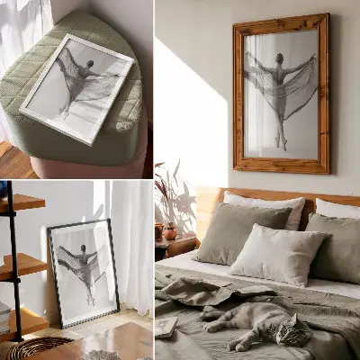 Plakatas juodai baltas šokis su elegancijos ir judesio rafinuotumu