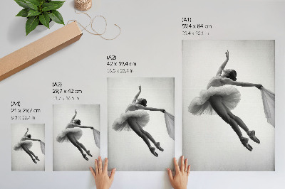 Dekoratyvinis plakatas Balerina judesyje su grakštumu ir lengvumu