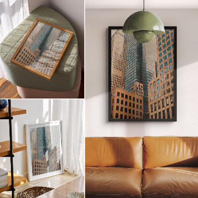 Sieninis plakatas Modernūs dangoraižiai, geometrinių formų elegancija