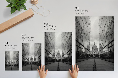 Sieninis plakatas Šiuolaikinės ir klasikinės architektūros simetrija