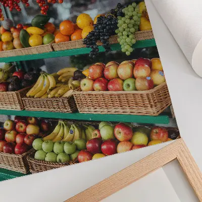 Plakatas svetainei spalvingi vaisiai su natūralių tradicijų ir gamtos dvelksmu