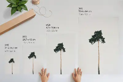 Sieninis plakatas vienišas medis šviesiame minimalistiniame fone