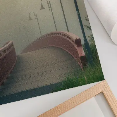 Plakatas svetainei rūko tilto žibintai harmonija ir švelnumas