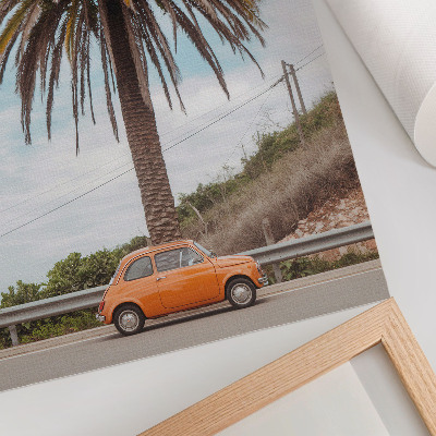 Plakatas svetainei Palmė retro automobilis gamta nerūpestingas