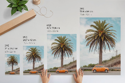 Plakatas svetainei Palmė retro automobilis gamta nerūpestingas