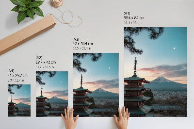 Plakatas svetainei Pagoda fone kalnų atspalviai dangaus harmonija
