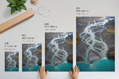 Dekoratyvinis plakatas Abstrakčios upių linijos mėlynos spalvos atspalviais