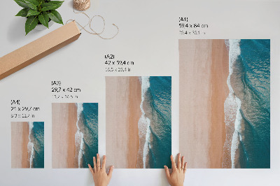 Sieninis plakatas Minimalistiškai vandenyno bangos susitinka su paplūdimiu