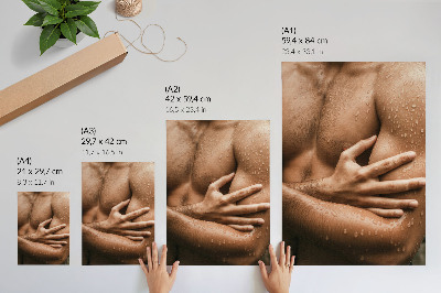 Plakatas Odos detalės, vandens lašai, raumeningas siluetas