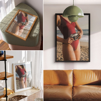 Sieninis plakatas Paplūdimio atmosferos bordo kostiumo fotografija