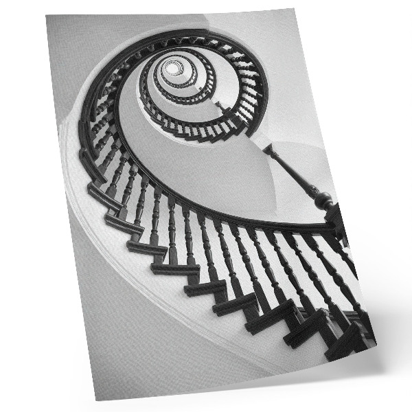 Plakatas Spiraliniai laiptai juodai baltai elegantiški ir modernūs