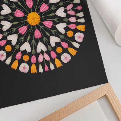 Sieninis plakatas Gėlių mandala tamsaus fono abstrakčiame stiliuje