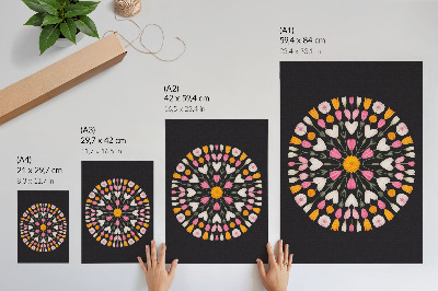 Sieninis plakatas Gėlių mandala tamsaus fono abstrakčiame stiliuje