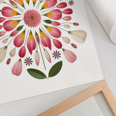 Plakatas svetainei Gėlių mandala simetrija rožinė kreminė žalia
