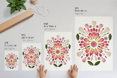 Plakatas svetainei Gėlių mandala simetrija rožinė kreminė žalia