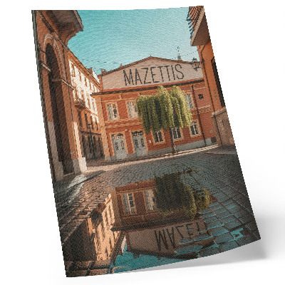 Dekoratyvinis plakatas Šiltų spalvų miesto architektūros atspindys