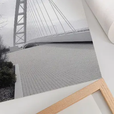 Sieninis plakatas minimalistinė modernios tilto konstrukcijos iliustracija