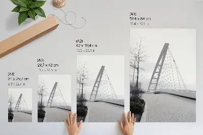 Sieninis plakatas minimalistinė modernios tilto konstrukcijos iliustracija