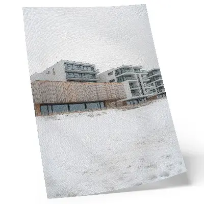 Dekoratyvinis plakatas modernūs pastatai minimalistinėje architektūroje